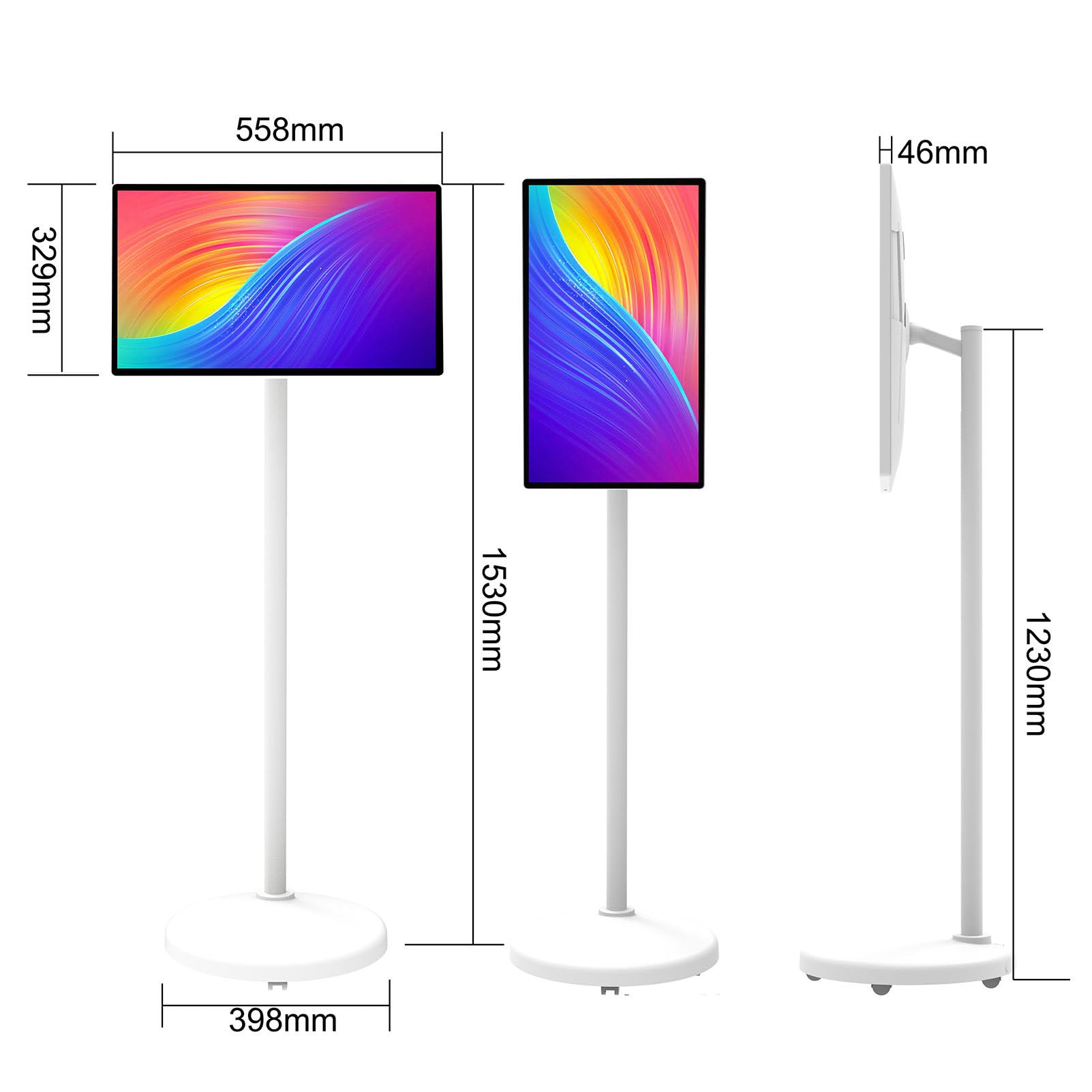Televisor portátil Inteligente de 32 Pulgadas con Ruedas, Tableta con Ruedas y Pantalla táctil, transmisión inalámbrica, operativo Android 12, batería de 6 Horas 8+128G