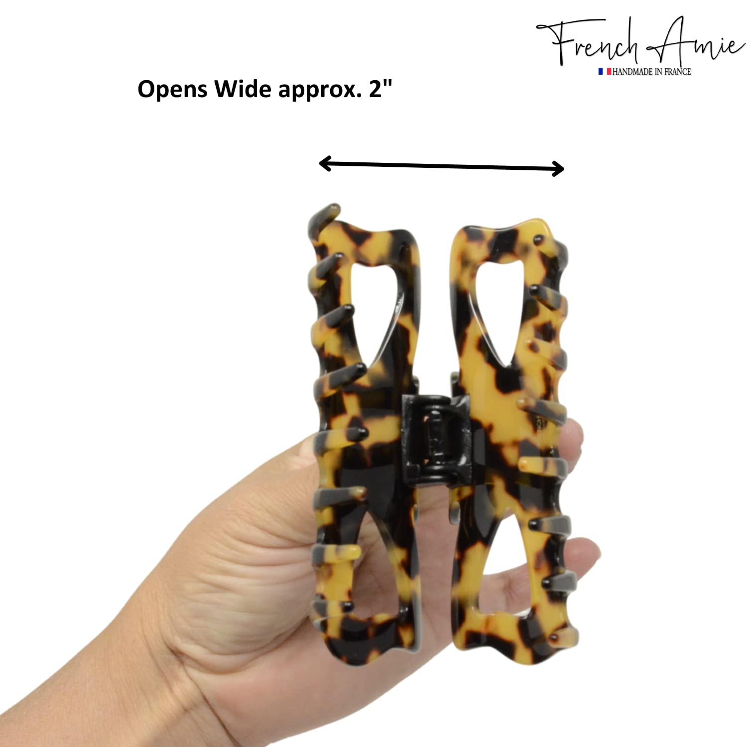 French Amie Farfalla grande 3 1/2" fatto a mano in acetato di cellulosa coperta a molla antiscivolo flessibile pinza per capelli per donne e ragazze, prodotto in Francia (Tokyo)