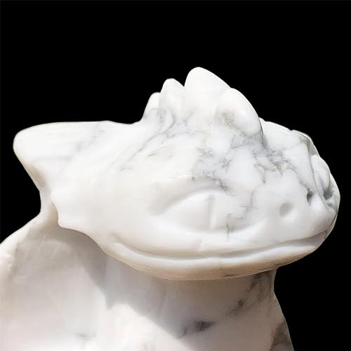 Miniatura 5 de Estatua de calavera humana de Reiki de piedra curativa, esculturas de estatua de cristal Yooperlita, calavera de dragón sin dientes (dragón mosca de