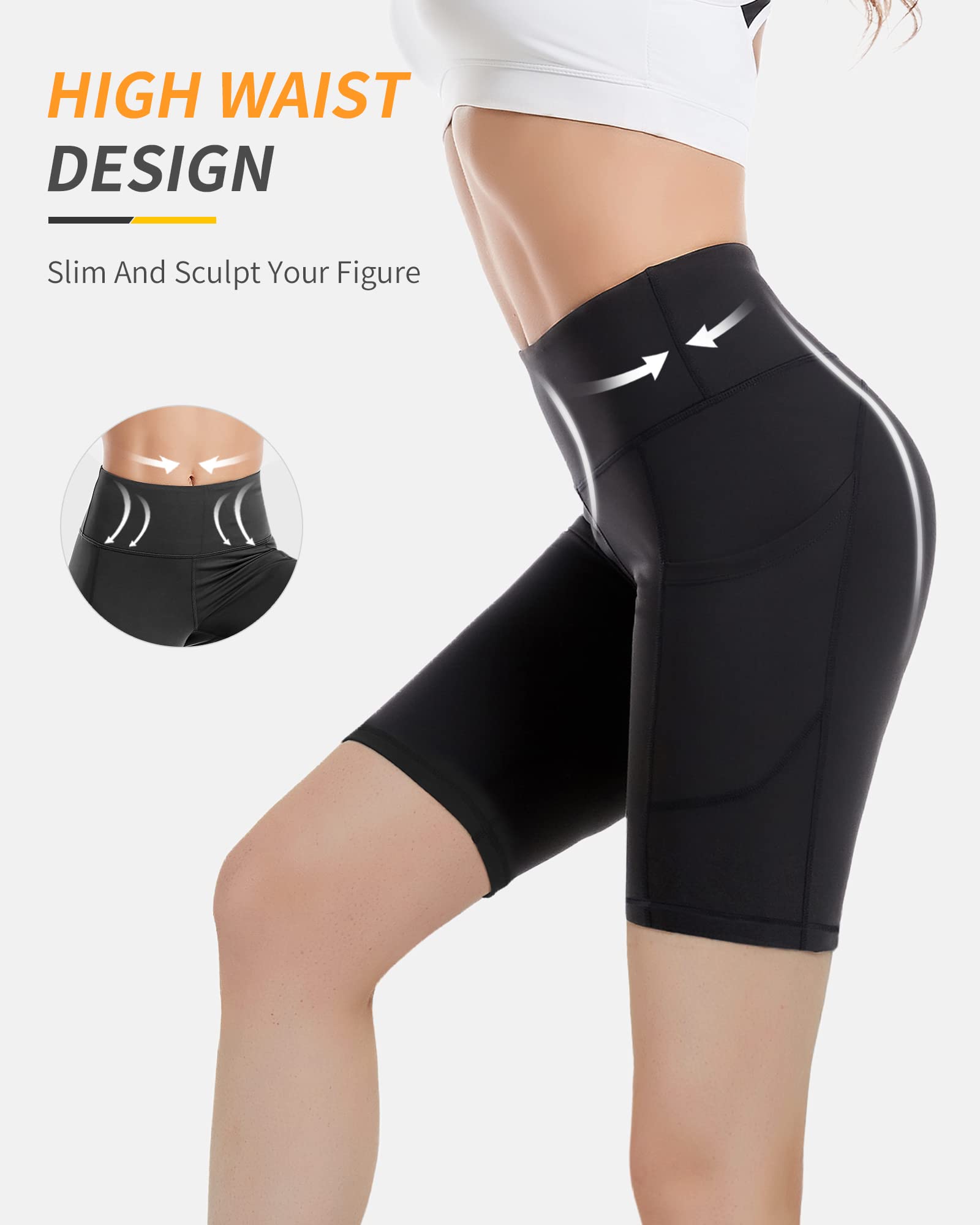 CAMBIVO Leggins Cortos Mujer Cintura Alta Push Up con Bolsillo para Deporte