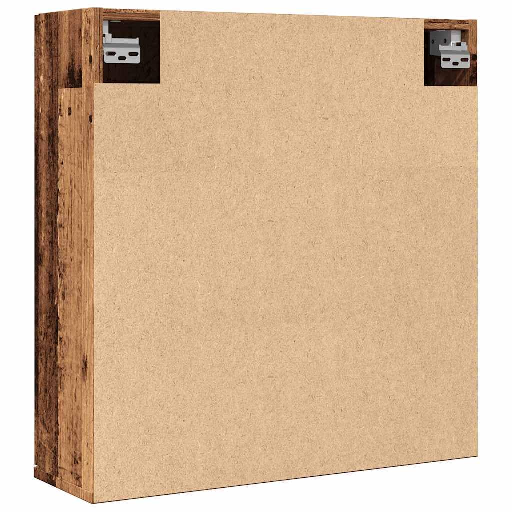 SYDE Armario Baño Espejo 2 Compartimentos 64x20x66,5cm | Madera de ingeniería resistente a humedad, diseño moderno para pared, almacenaje para artículos de aseo