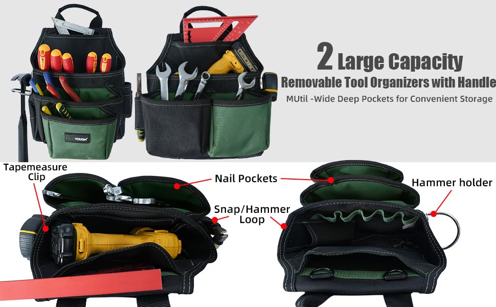 Image of MELOTOUGH 28-Pocket Pro Framer's Combo Apron Tool Belt and Heavy Duty Padded Suspenders with Magnetic Desinger for Technician /Maintenance /Carpenter /and Electrician's Tools(Olive Green)