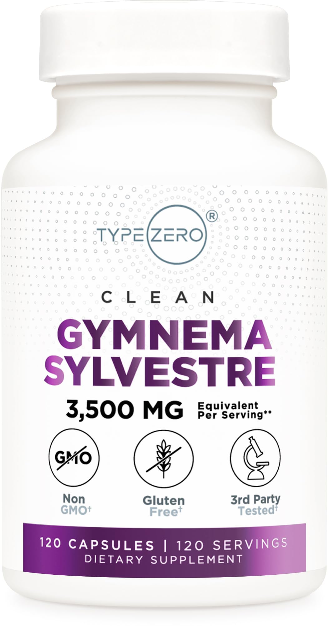 Type Zero Clean Gymnema Sylvestre Capsules (120 Servings, 3,500 MG Equivalent Per Serving) - Non-GMO, Gluten Free