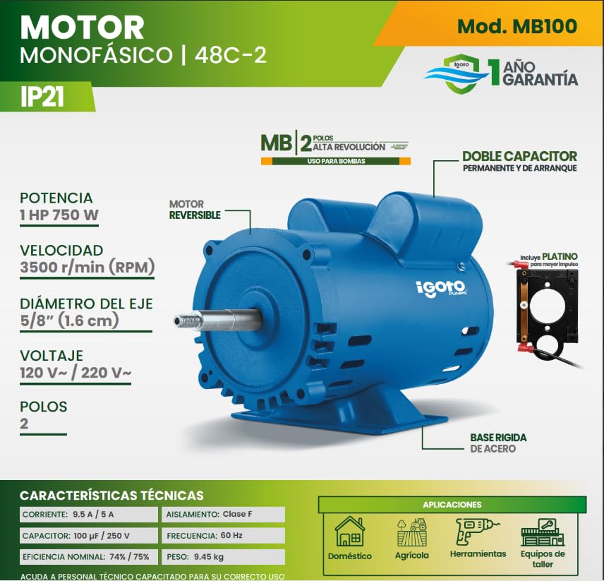 Capacitor para bomba de agua 1/2 HP 14 Imagen adicional