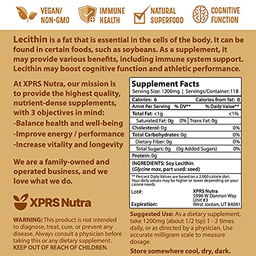 Image of XPRS Nutra Soy Lecithin Powder Food Grade Fat Emulsifier - Suitable for Cooking, Baking and More - Vegan Friendly Soy Lecithin Powder Cooking Aid (8 Ounce)