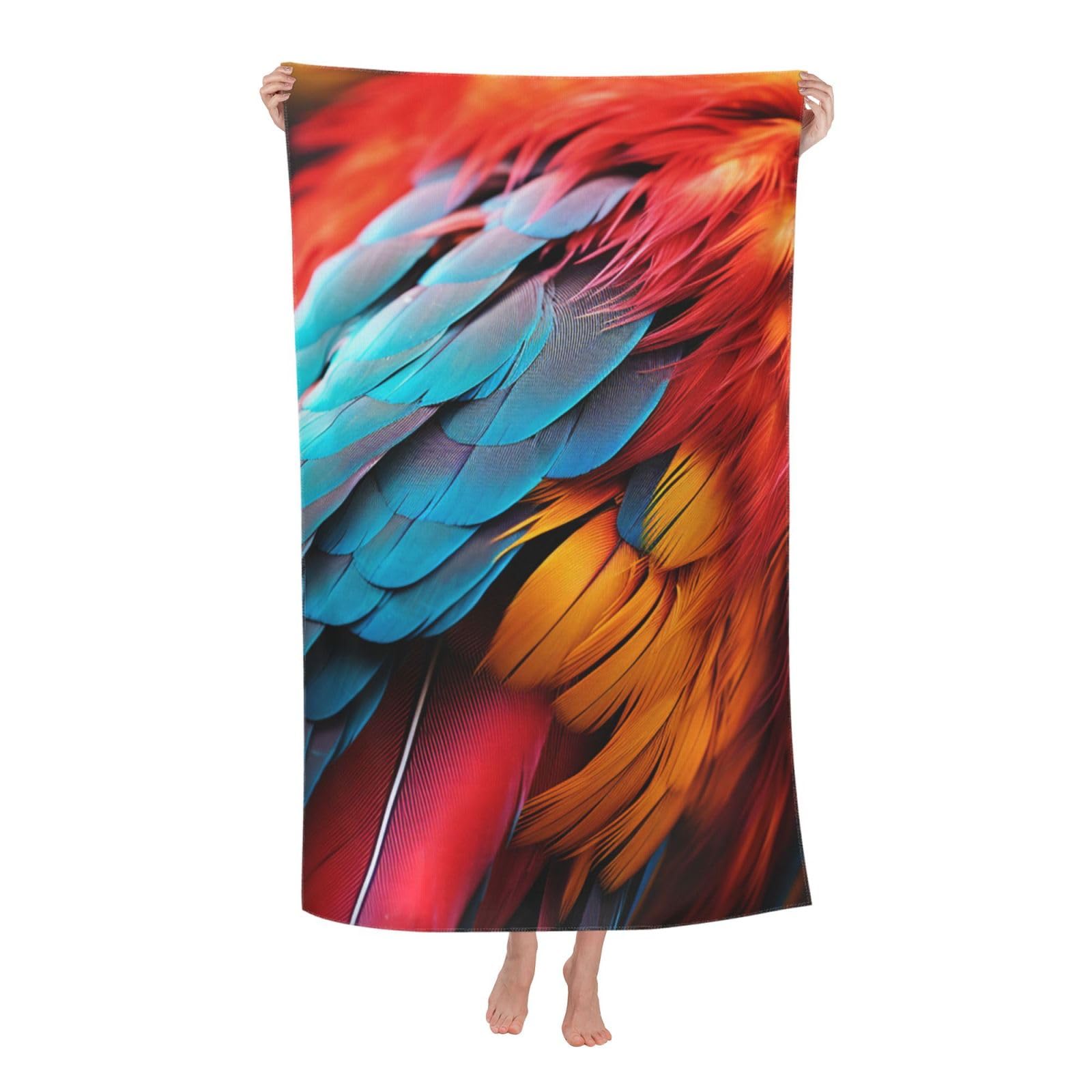 HLBSDM Colorful Feathers Beach Towel 52 x 32 in Vacation Essentials Quick Dry Sand Free Pool Swim Towel Super Absorbent Bath Towels Oversized Gym Towels Travel Blanket Gift