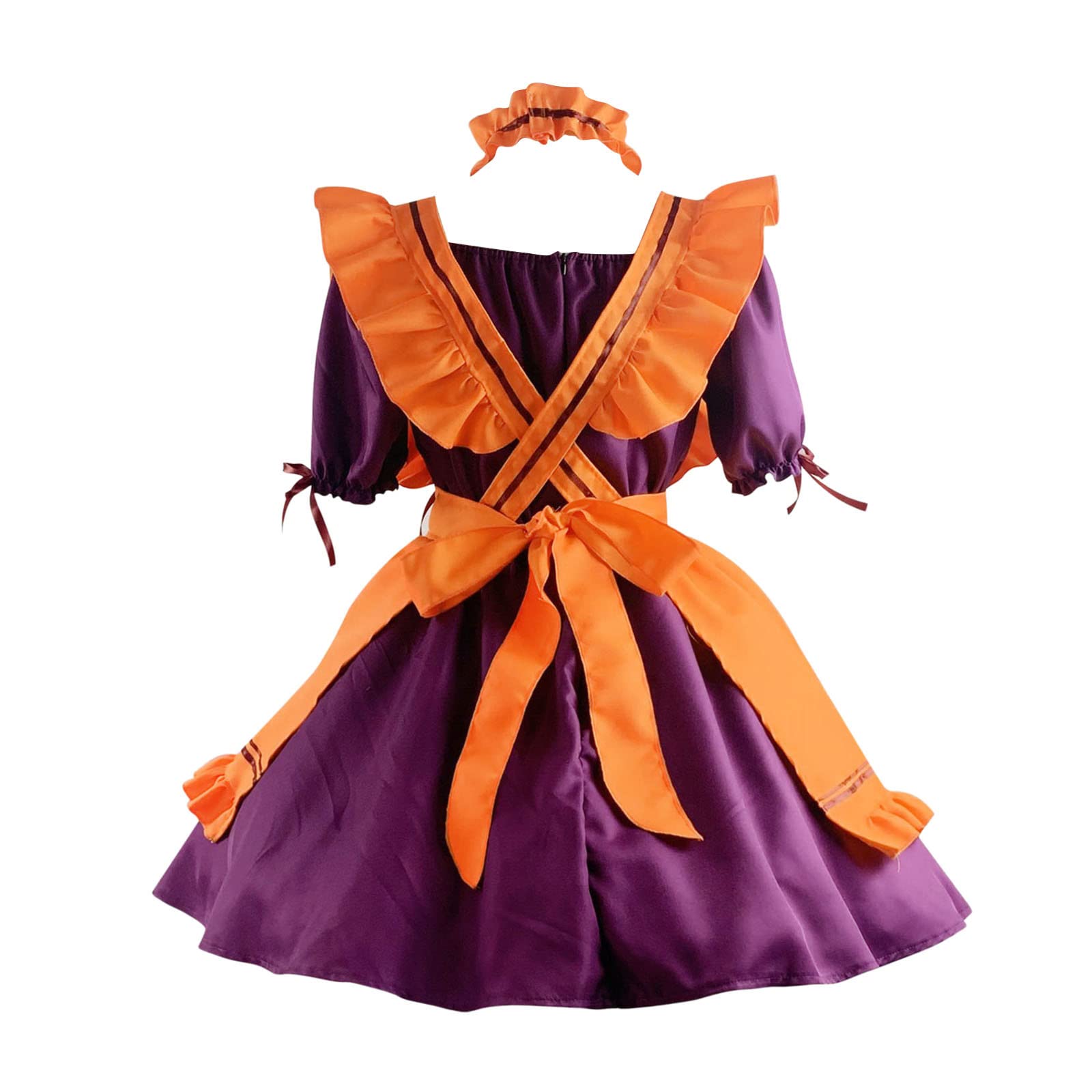 Halloween Donna Costume - Donne Ragazze Halloween Nero Abito Gotico Manica Corta Poliestere Abito A Pieghe con Fiocco Gatto Aperto Costume Ragazza Gatto Sexy Lolita Anime Carino Morbido Vestiti