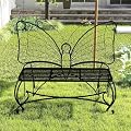 WZONICE98 Butterfly Cast Iron Garden Bench, Outdoor Patio Bench for 2 Persons, Metal Park Bench for Yard, Garden, Entryway, Weather Resistance, Easy Assembly & Mobility Black