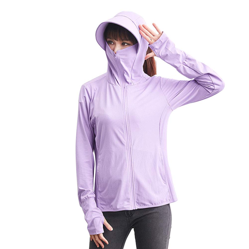 Women's Men's UPF 50+ UV Sun Protection Hoodie Zip Down Long Sleeve Hiking Shirt Outdoor Running Fishing