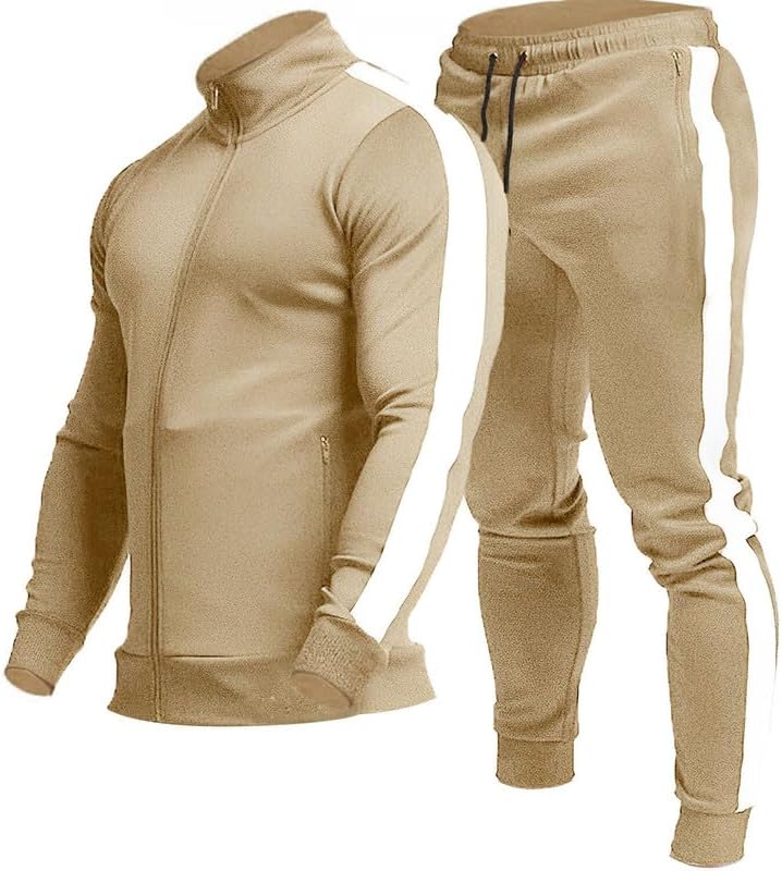 TEZO Men's Casual Active Tracksuits Full Zip Sports Jogging Suits Sets Athletic Running 2 Piece Sweatsuits with Zip Pockets