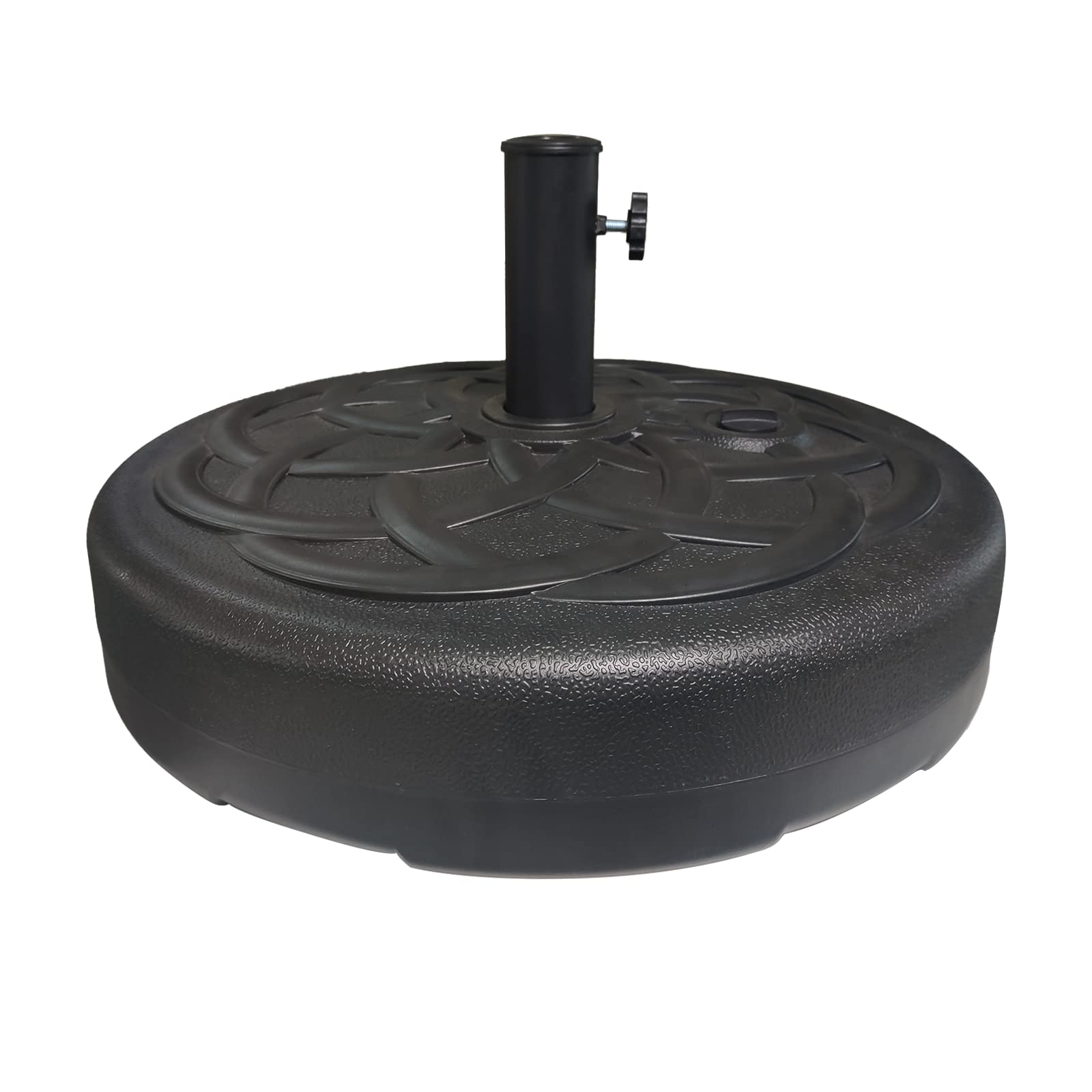 T&Jero Round Heavy Duty Plastic Patio Umbrella Base Stand Weight for Outdoor, 112 lb with Water and Sand Filled, Black