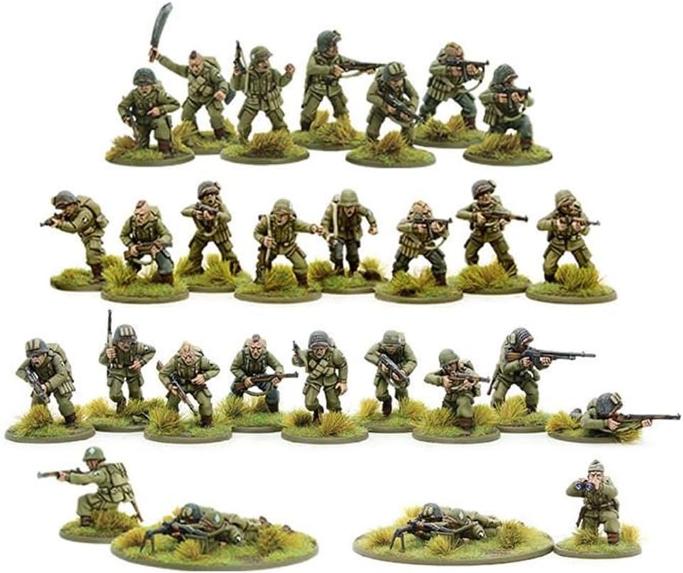 Warlord Bolt Action US Airborne Paratroopers 1:56 Tabletop Miniatures - Plastic Paintable Miniature WWII Soldiers Set, Unpainted Table Top 28mm Military Minifigures for Adults - Gaming Figurines Pack