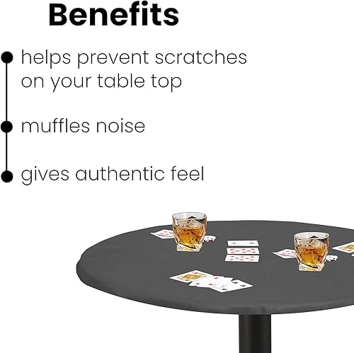 Miniatura 3 de Funda de fieltro para mesa de juego de cartas para póker, mahjong, dominó, puente y juego de mesa, mantel ajustable elástico para mesas redondas Gris