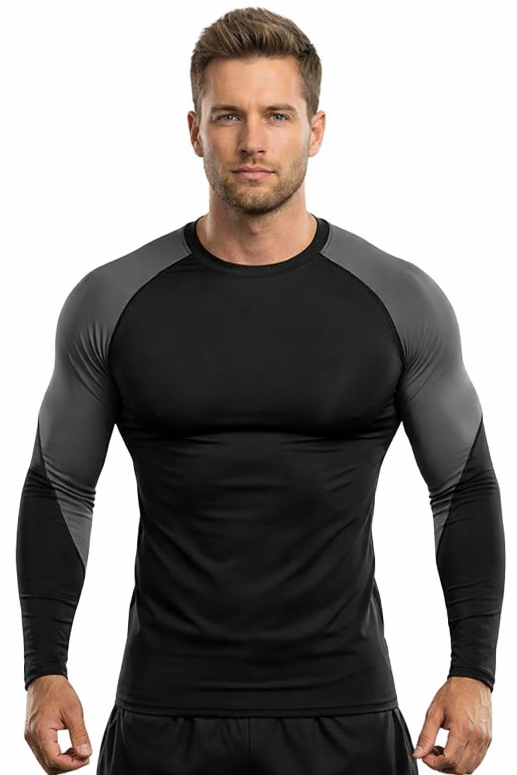 NEVER QUIT Men Compression T-Shirt for Workout Gym, Black/Grey-picture-56