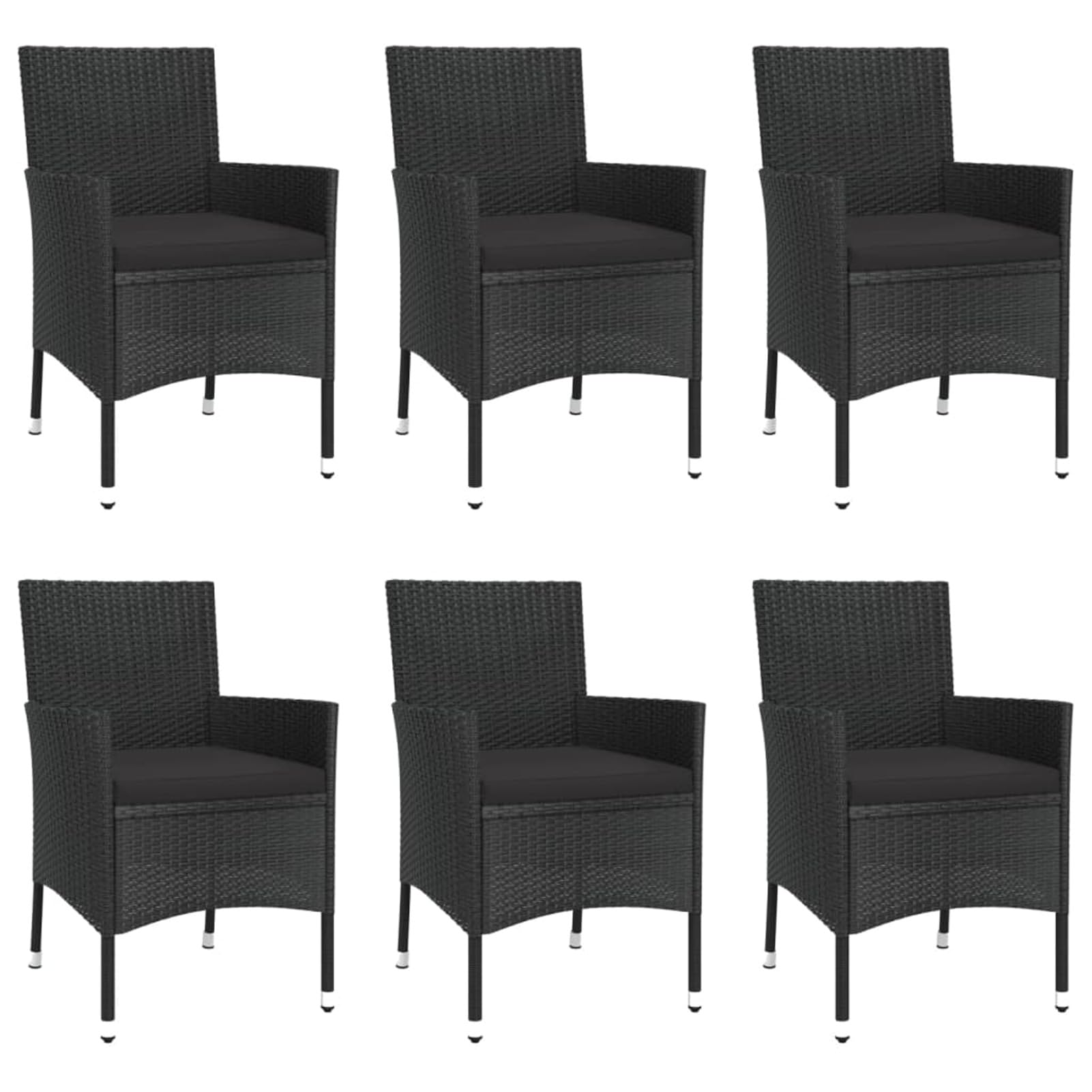 Brokky 7-TLG. Garten-Essgruppe mit Kissen Gartenlounge Outdoor Garten Essgruppe Gartentisch Set Garten Sitzgruppe Schwarz Poly Rattan / 3187328