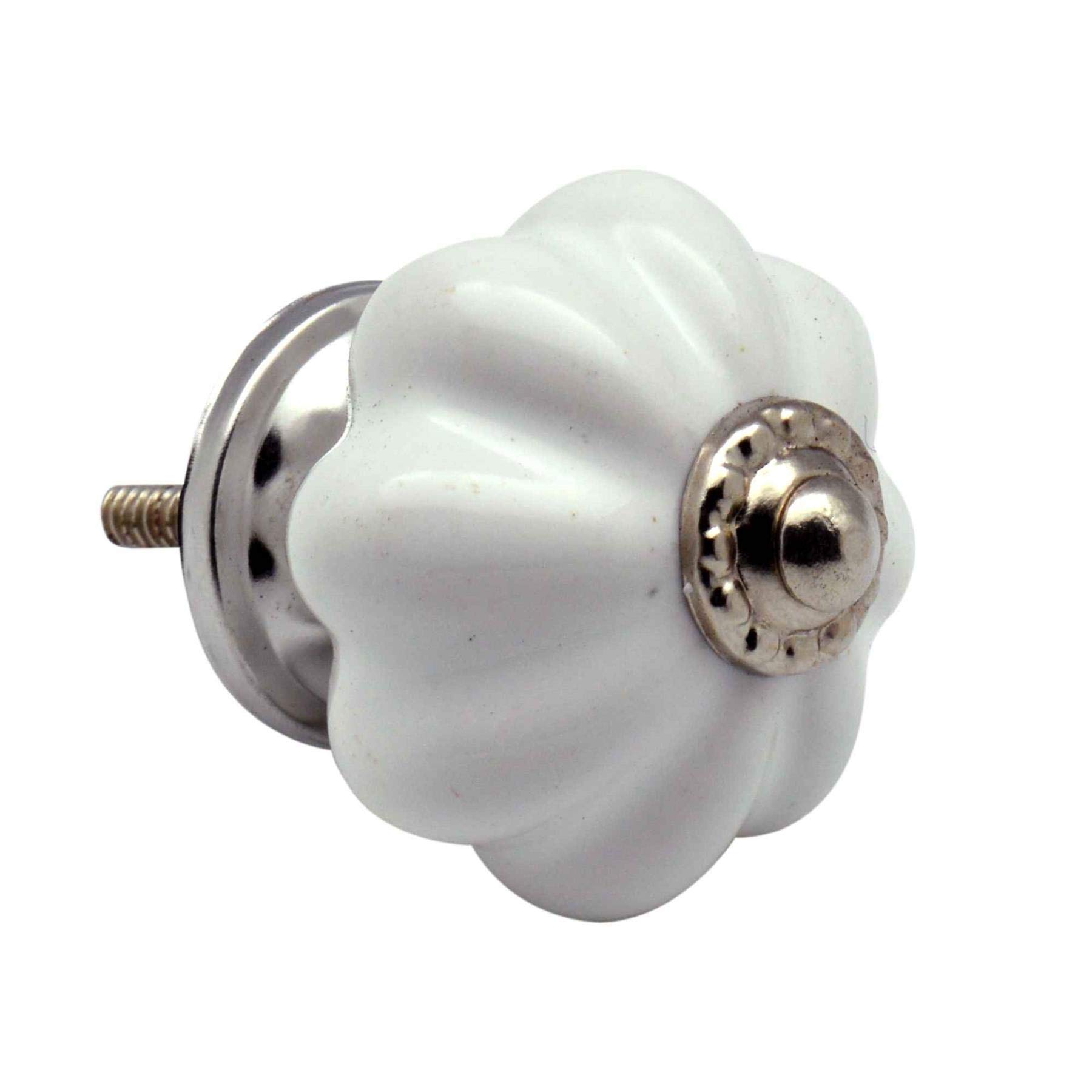 Nicola Spring White Ceramic Cupboard Drawer Knobs - Solid Vintage Design
