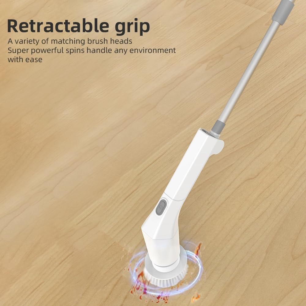 Depurador Giratorio Eléctrico - Cepillo De Limpieza De Ducha Inalámbrico 6 Cabezales De Repuesto IPX4 Depurador Giratorio De Mano De Doble Velocidad Impermeable For Fregadero De Piso De Azulejos De Ba