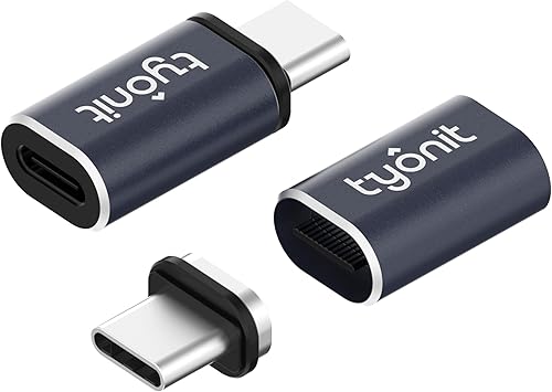 tyonit Adaptador magnético USB C, paquete de 2, carga rápida PD de 100 W, velocidad de datos de 40 Gbps, 8K 60Hz, 24 pines, compatible con