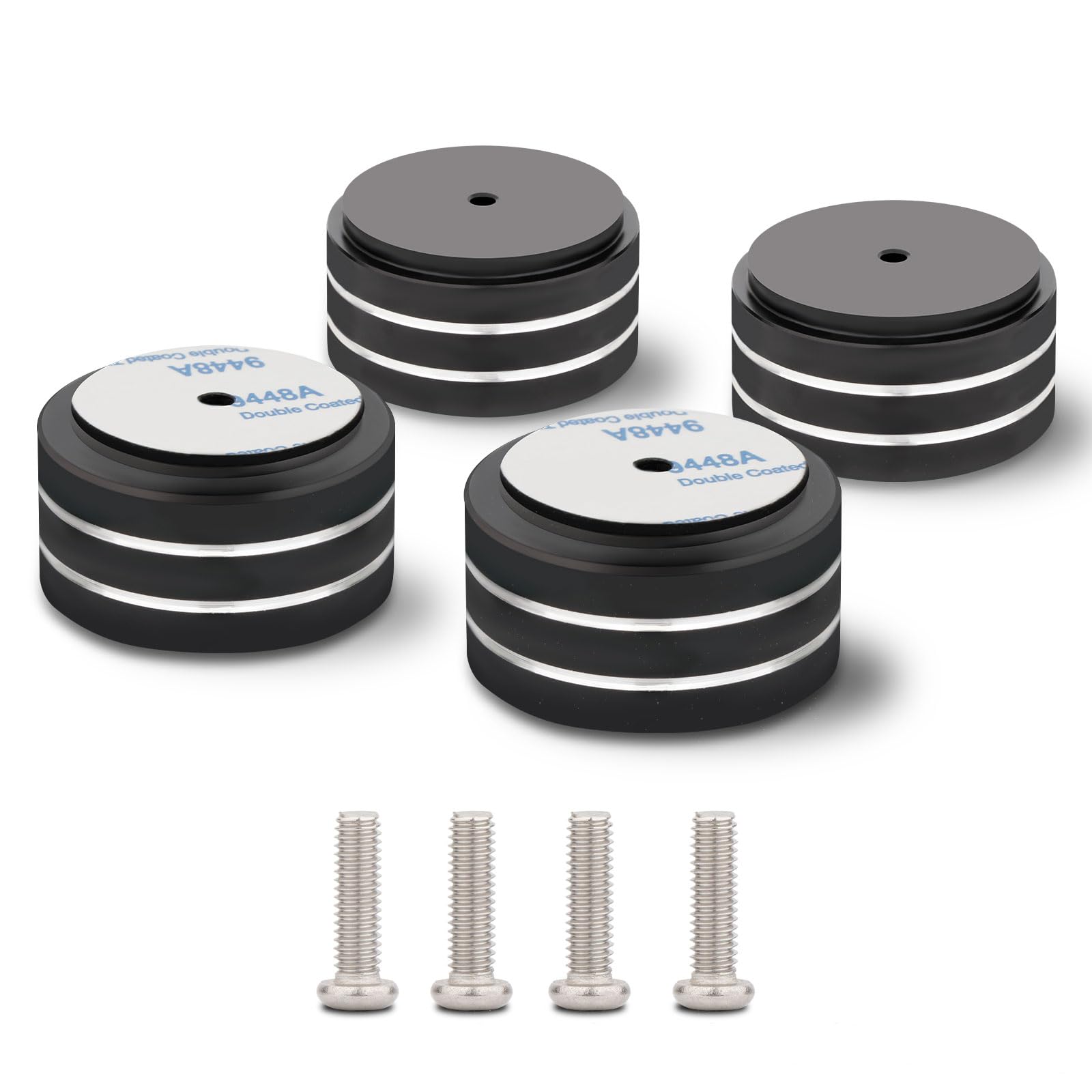 Monosaudio 4Pcs 40x20mm Speaker Isolation Feet Spike Pads with Non-Slip Rubber Rings for Audio, Speakers, Subwoofers, Home Theater, Turntable, DAC Feet Pad (Black)