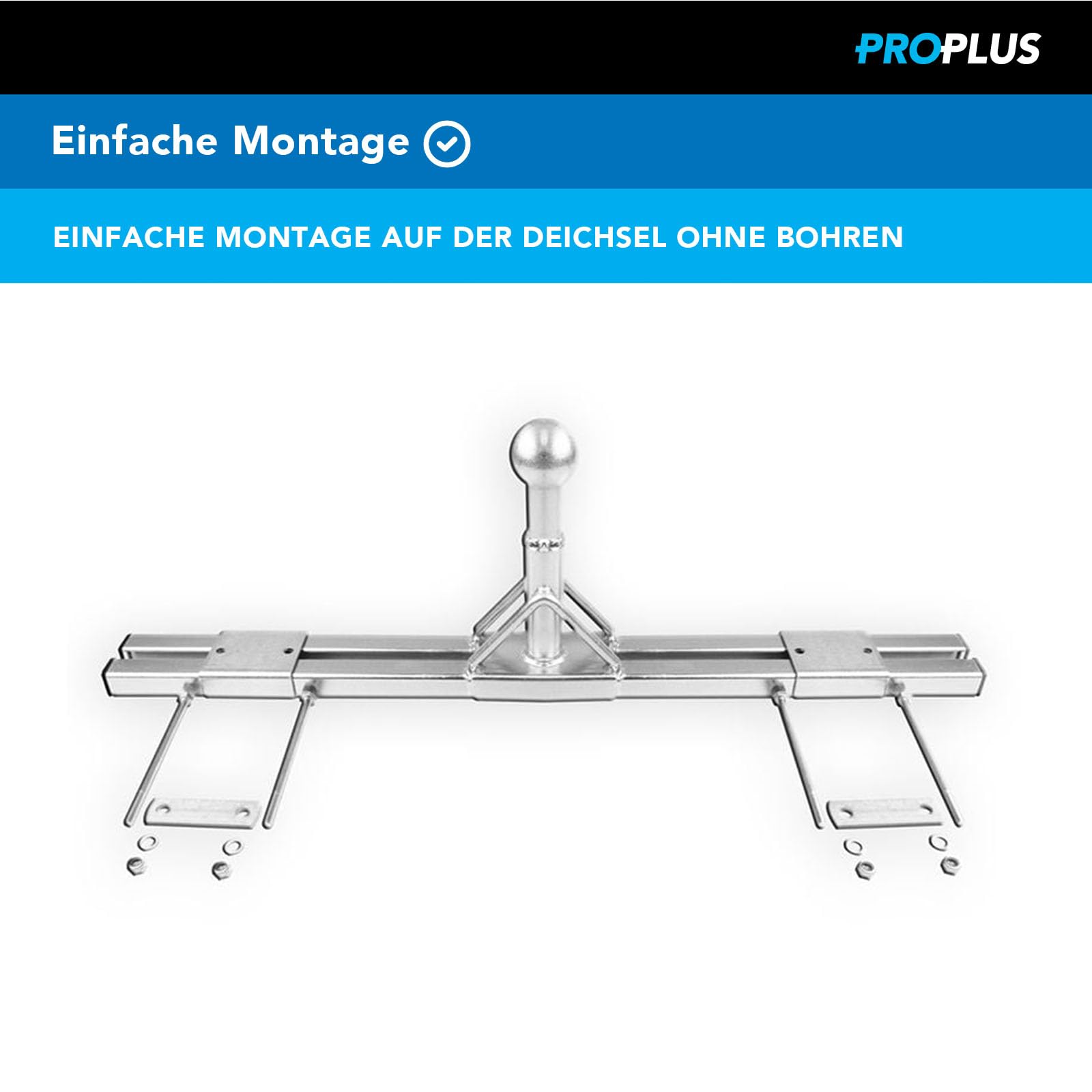 ProPlus Deichselaufnahme für Fahrradträger (niedriges Modell) – Für Wohnwagen, Faltcaravan und Anhänger – Befestigungsmaterial, – Silber