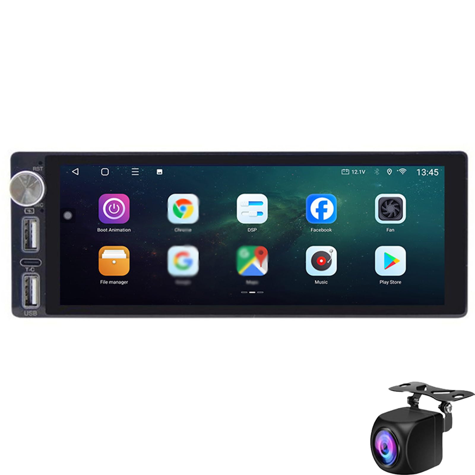 Keoaiob Wireless Carplay Android Autoradio 6.86 Pollici Autoradio Android Auto GPS WiFi Mirror Link Bluetooth FM RDS DSP SWC Telecamera RDS FM Radio Type-C Charging Port Mic(Color:8 Core 8+128G)
