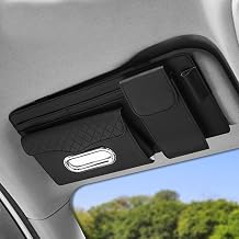 Car Sun Visor Organizer for Tata Punch Nexon Nexon EV Harrier, Car Sunshade Storage Bag, Vehicle Sunshade Glasses Case Storage Pouch, Multi-Pocket Card Holder, Auto Accessories,A Black