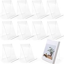 10 Pieces Bookends, Transparent Acrylic Bookends, Bookends for Bookcases, Book Stand, Book Stand, Table for Photos Office, School Library, 13 x 11.5 x 10 cm