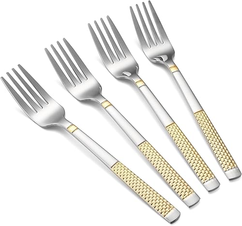 Juego de 4 tenedores de acero inoxidable para ensalada, tenedores de cubiertos para el hogar, cocina, restaurante