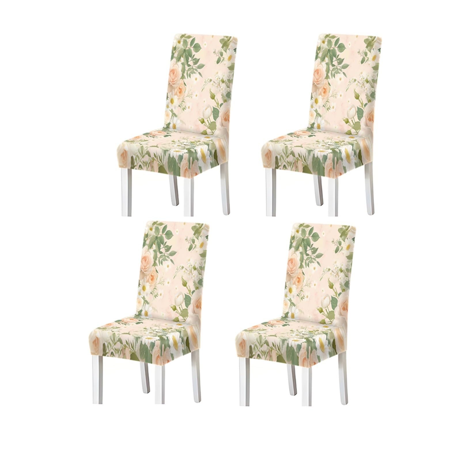 FZJKGH Blush Pink Rose Daisy Floral Pattern Print Dining Chair Covers Set Of 2/4/6, Stretch Slipcovers For Dining Room Removable Stretch Slipcovers for Dining Chairs(4PCSChair cover)