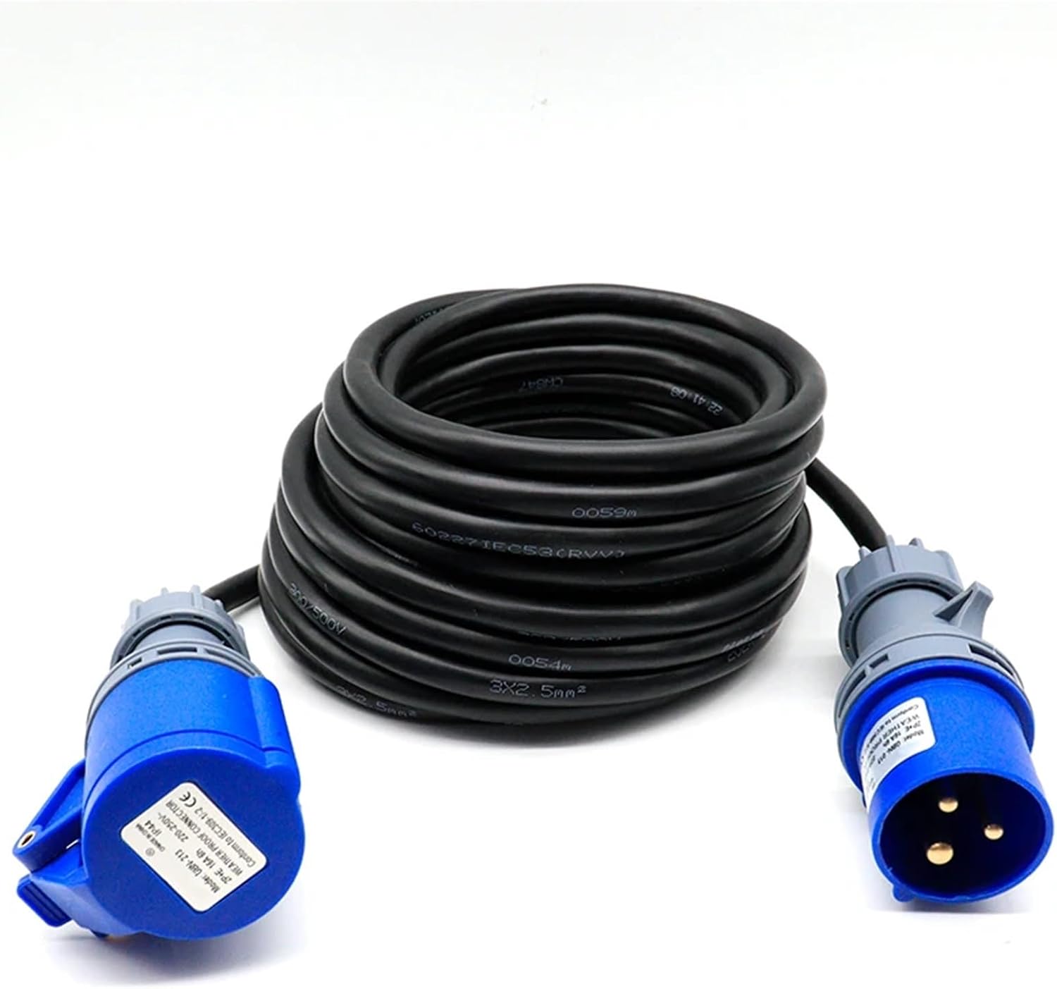 CEE Extension Cable 230V 16A IP44 Waterproof 3-Pin Power Cord H07RN-F 3G2.5 for Caravan RV Boat Camping 1m 2m 3m 5m(3 Meter)