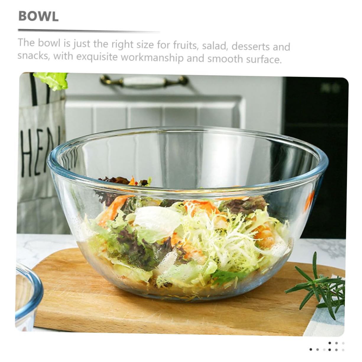 Transparente Große Glas Salatschüssel Mikrowellengeeignet Wiederverwendbar Vielseitige Servierschale für Salat Suppe Reis und Nudeln Langlebig und Spülmaschinenfest