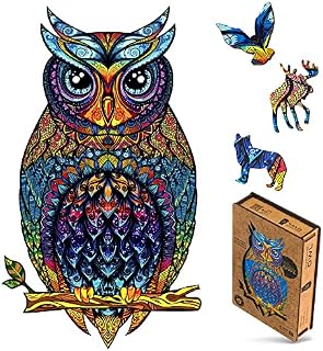 UNIDRAGON Original Wooden Jigsaw Puzzle - Majestic Wolf, 185 pcs, Medium 9.7"x13", Unique Animal Shaped Puzzle Box, Birthday Gift Idea for Kids, Adults, Girls, Boys, Family Game and Hobby