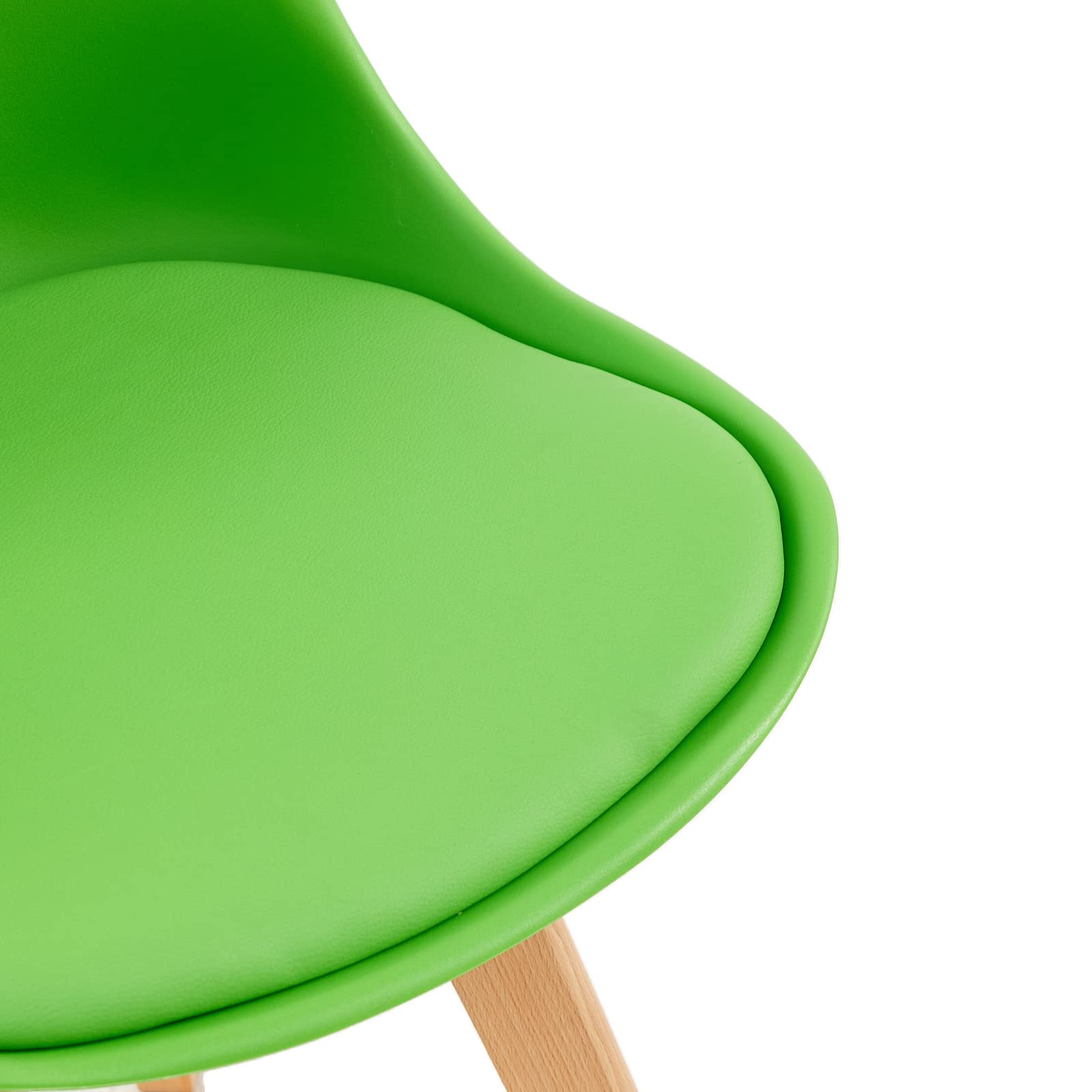 EGGREE Lot de 4 Chaises Scandinaves Multicolores, Chaises de Salle à Manger et de Cuisine, Assise Rembourrée en Simili Cuir PU, Pieds en Bois de Hêtre, Jaune/Rouge/Vert/Orange