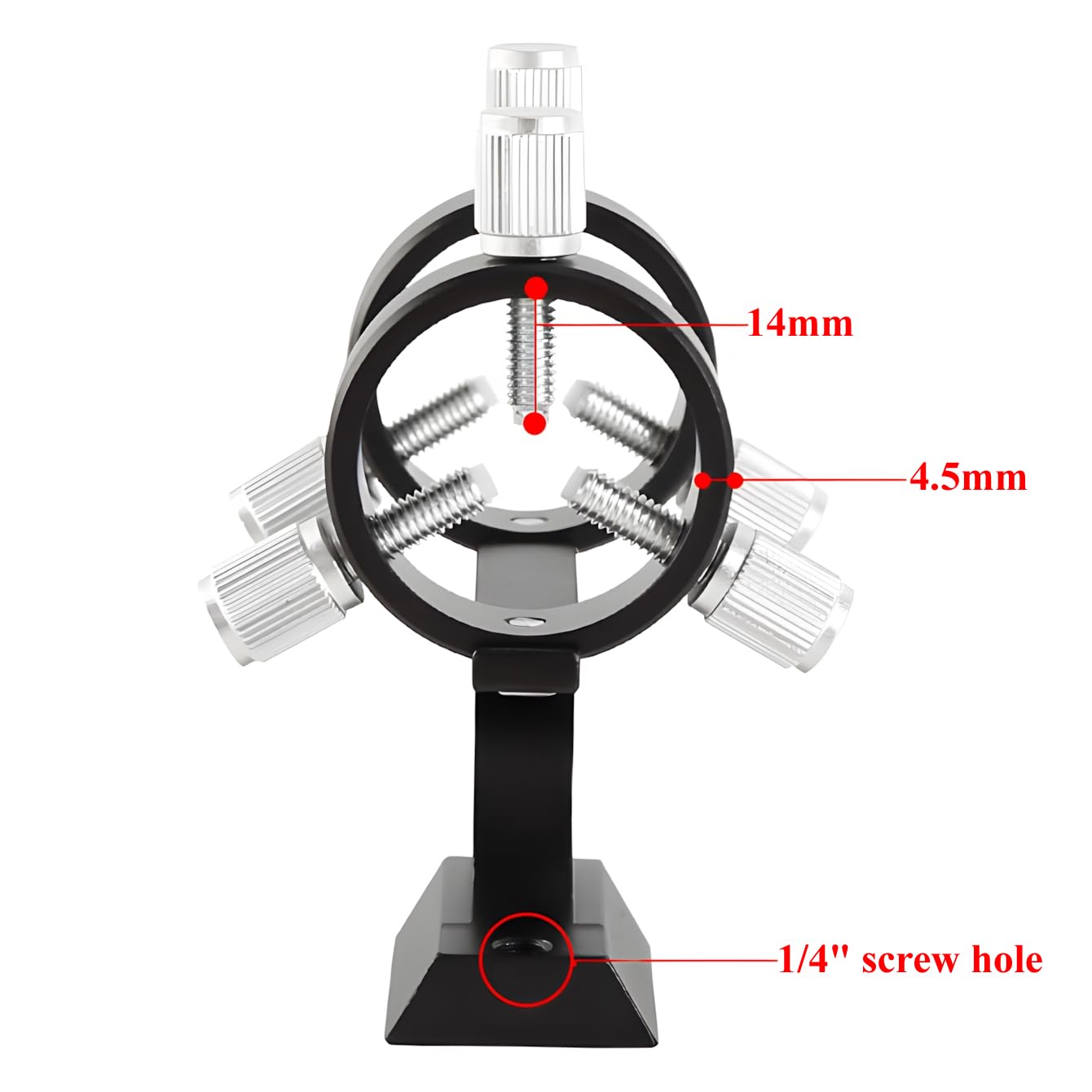 Staffa regolabile in lega di alluminio ad alto profilo per cercatore laser con vite da 1/4" adatta a puntatori da 5-38 mm, compatibile con telescopi Celestron, Sky-Watcher, Vixen