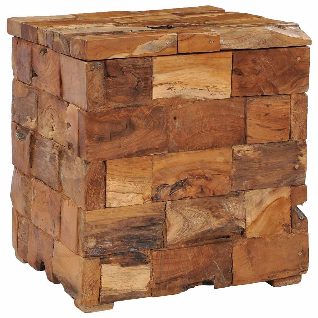Klappbarer Teakholz Hocker mit Stauraum 40x40x45 cm stapelbar leicht tragbar für Küche Garten Balkon Camping Terrasse und Party