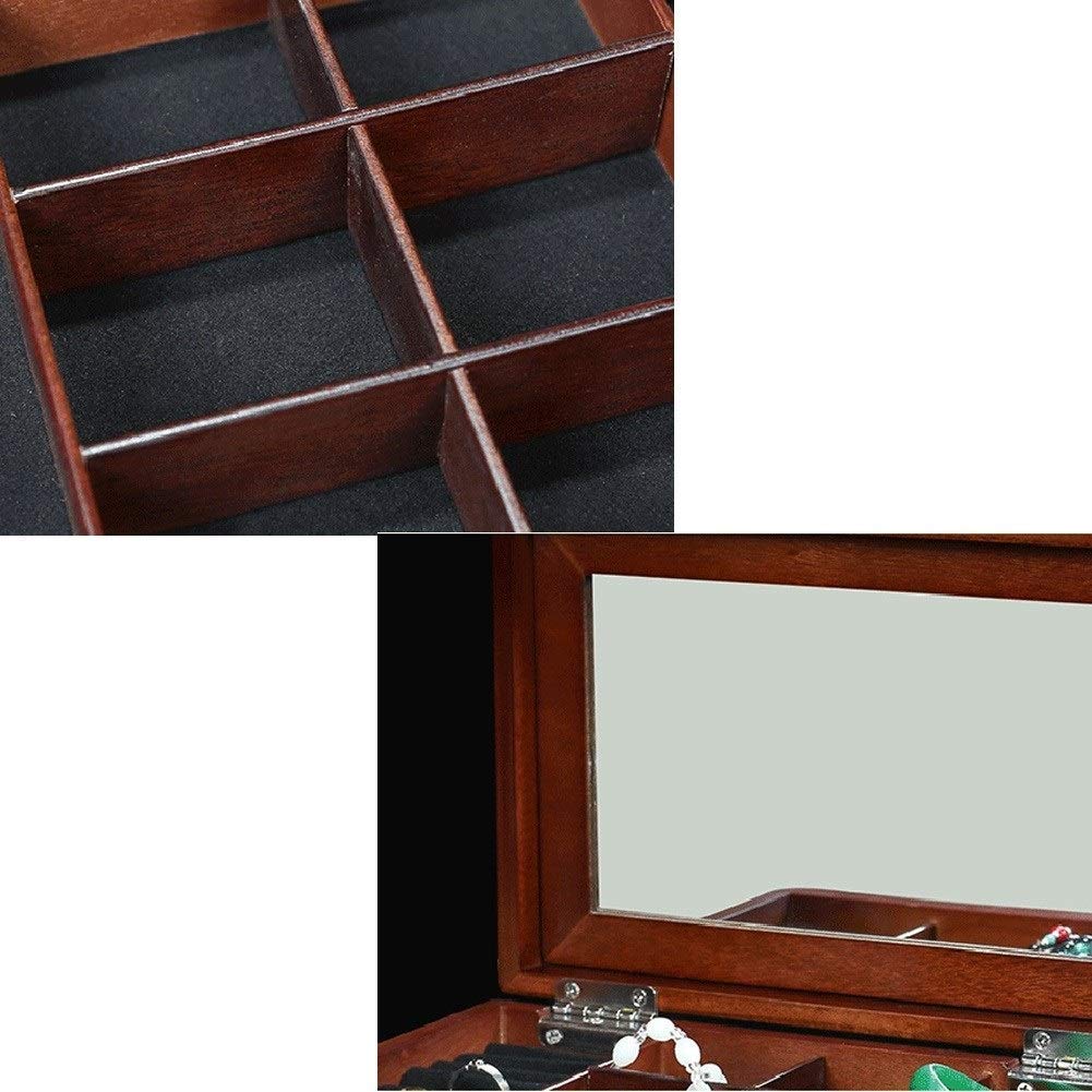 Schmuck-Aufbewahrungsbox, Geschenk für Frauen, Massivholz-Schmuckkästchen, Schmuck-Display-Aufbewahrungsbox mit Spiegel, Halskette, Geschenkbox Beauty Comes