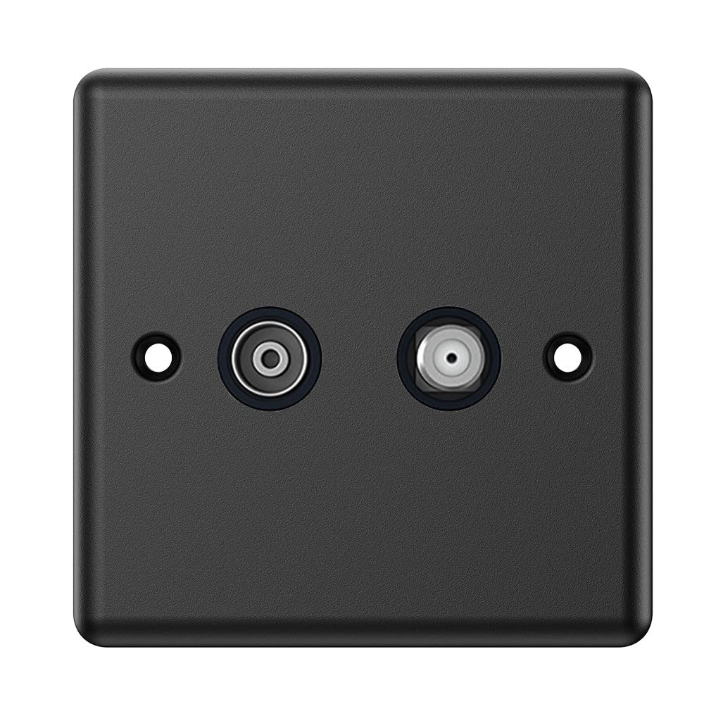 Women's Matt Black Classical Tv & Sky Socket Black Insert - Coaxial And Satellite Socket