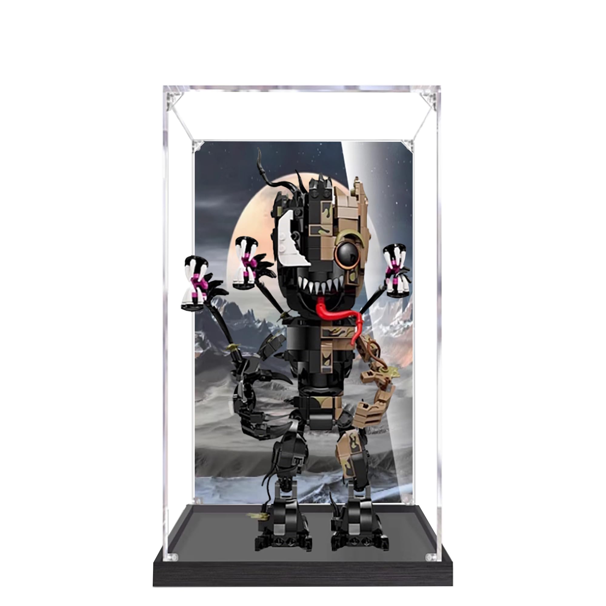 Acrylic Display Case for Lego 76249 Venom Groot Model, 3mm Dustproof Display Box, Display Case Compatible with Lego 76249 (Model Not Included) (Background 3MM)