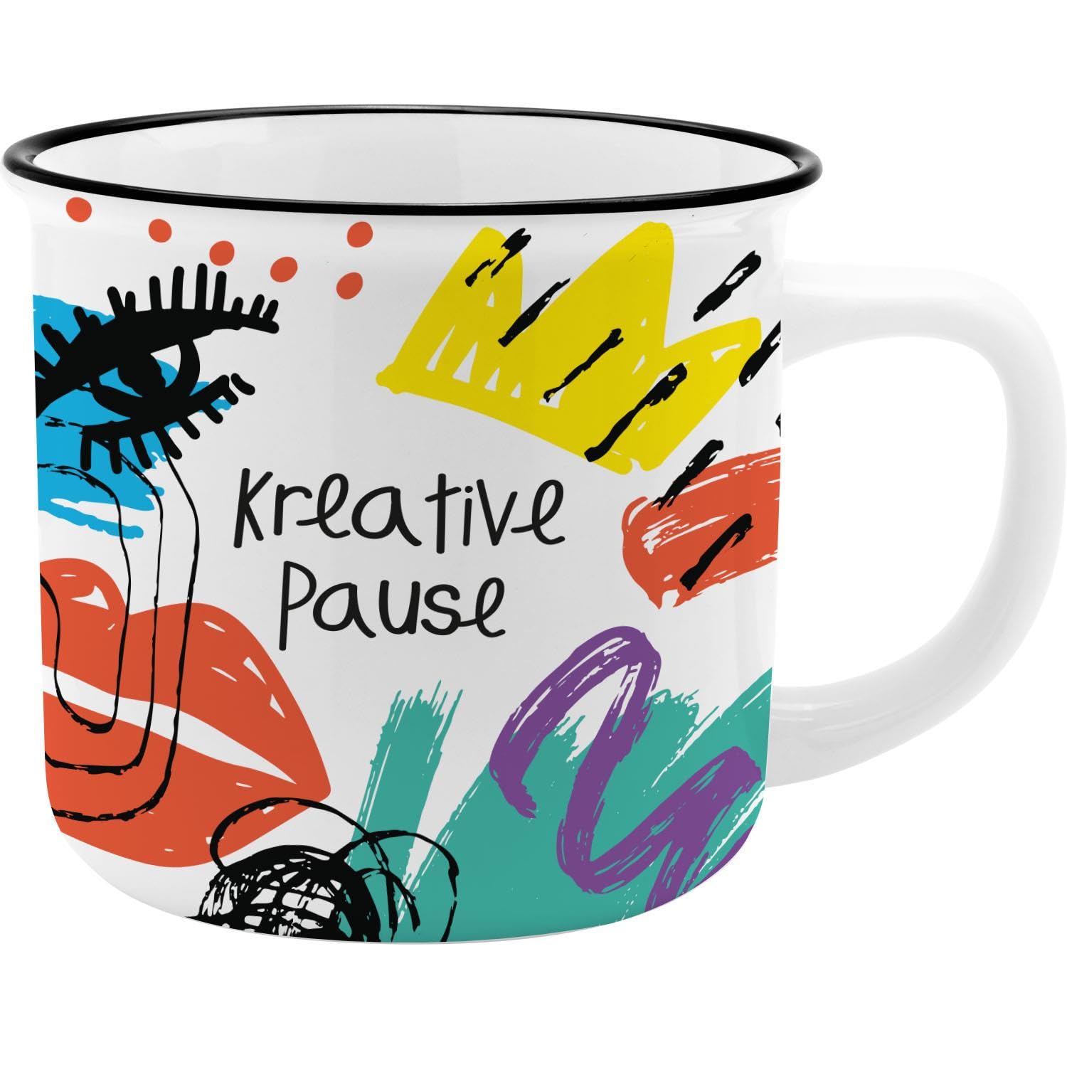 GRUSS & CO Mug with Break Motif | New Bone China Porcelain Enamel Look 35 cl | Funny Gift Breakfast | 73916