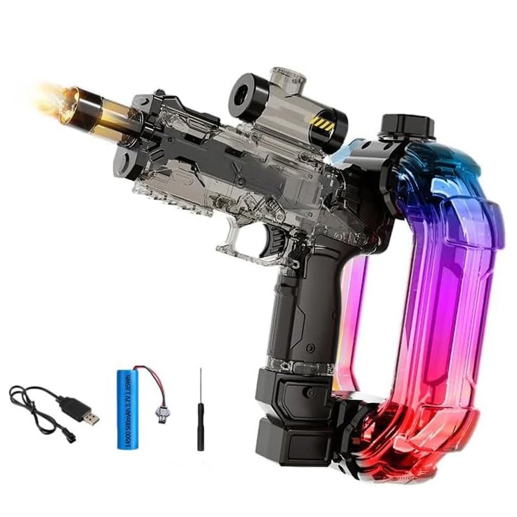 Kids Electric Water Gun with LED Lights,Elektrische Wasserpistole Kinder mit LED Licht,Stark Wasser Pistole großer Reichweite,900cc Große Kapazität,Sommer-Außen-Pool-Strand-Party Spielzeug (Schwarz)