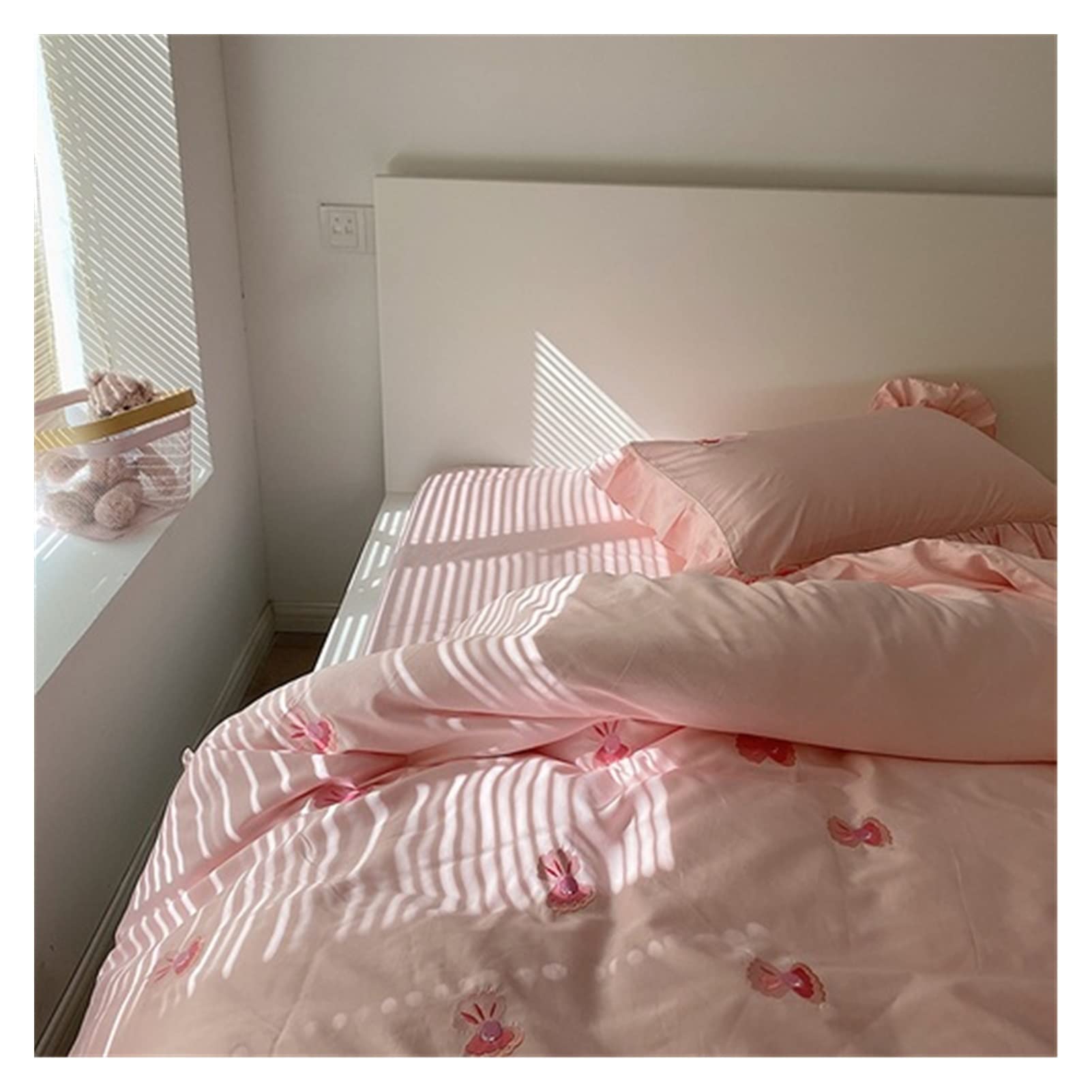 Iit Quatre Pièces 60 coton de longue durée de coton de quatre pièces de coton 100 coton pur coton 100 coton for la peau de coiffe de lit de quizée Housse De Couette ( Color : Pink , Size : 1.8m bed-fo
