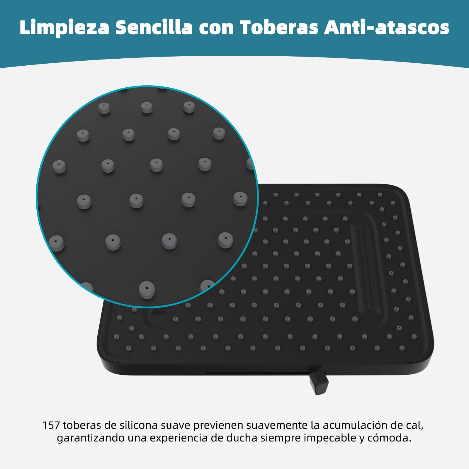 Hibbent 5 cabezales de ducha de lluvia con modo de pulverización, cabezal de ducha de lluvia de alta presión de 13 pulgadas, cabezales de ducha cuadrados integrados, rótula giratoria ajustable