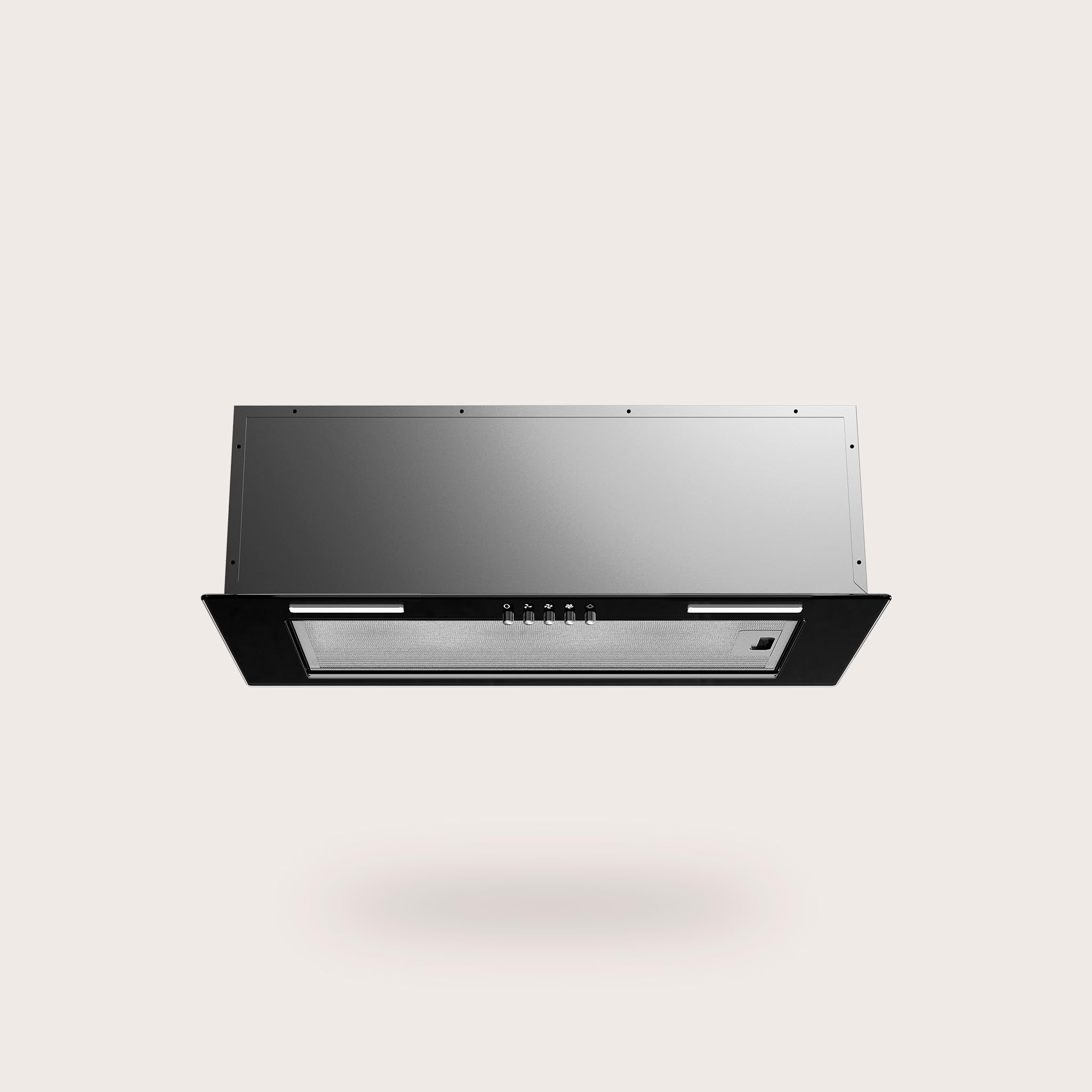Campana Extractora 60 cm EVVO CEi50 Black - Clase A, Succión 620 m3/h, Motor 70W, Campana Extractora Integrable con Filtro de Carbón Activo y Aluminio, 3 Velocidades + Boost, Temporizador, Negra