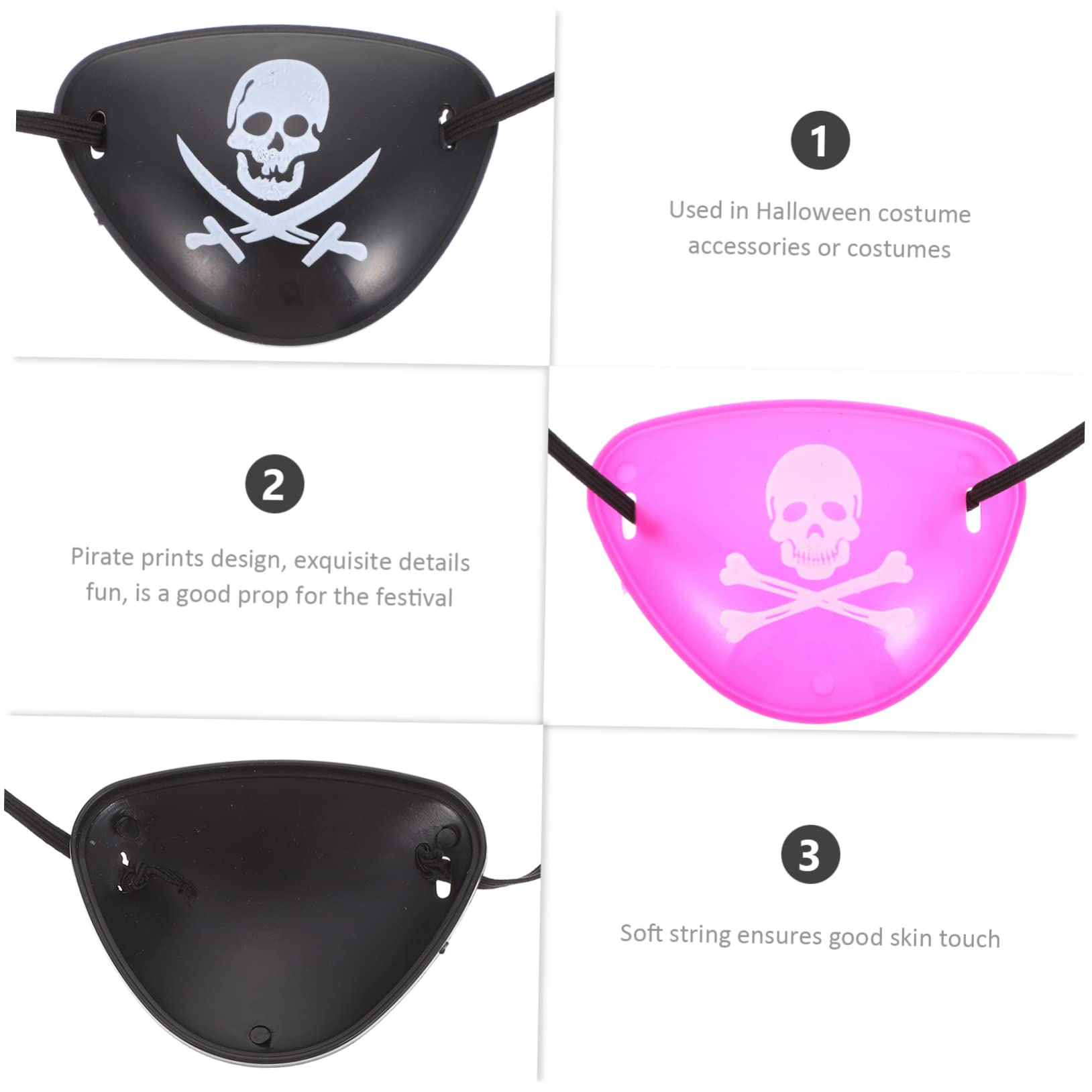 Beavorty 5 Sätze Piraten-augenklappe Kostüme Für Erwachsene Skelett Patch Augenmaske Halloween Augenpflaster -augenklappe Halloween-augenklappen Plastik 20 Stück * 5