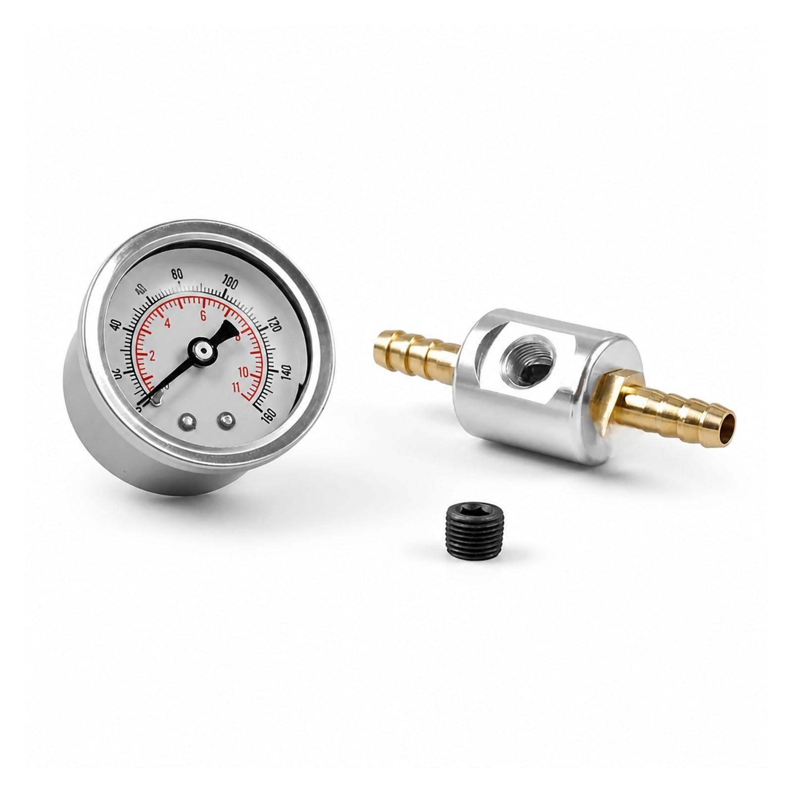 Ciśnieniomierz, Zestaw Miernika Ciśnienia Paliwa 0-160 PSI Ze Złączem 1/8 NPT | Adapter Trójnika Metalowego, Złącze 1/8 NPT, Zakres 0-160 PSI, Zastosowanie W Motoryzacji(A)