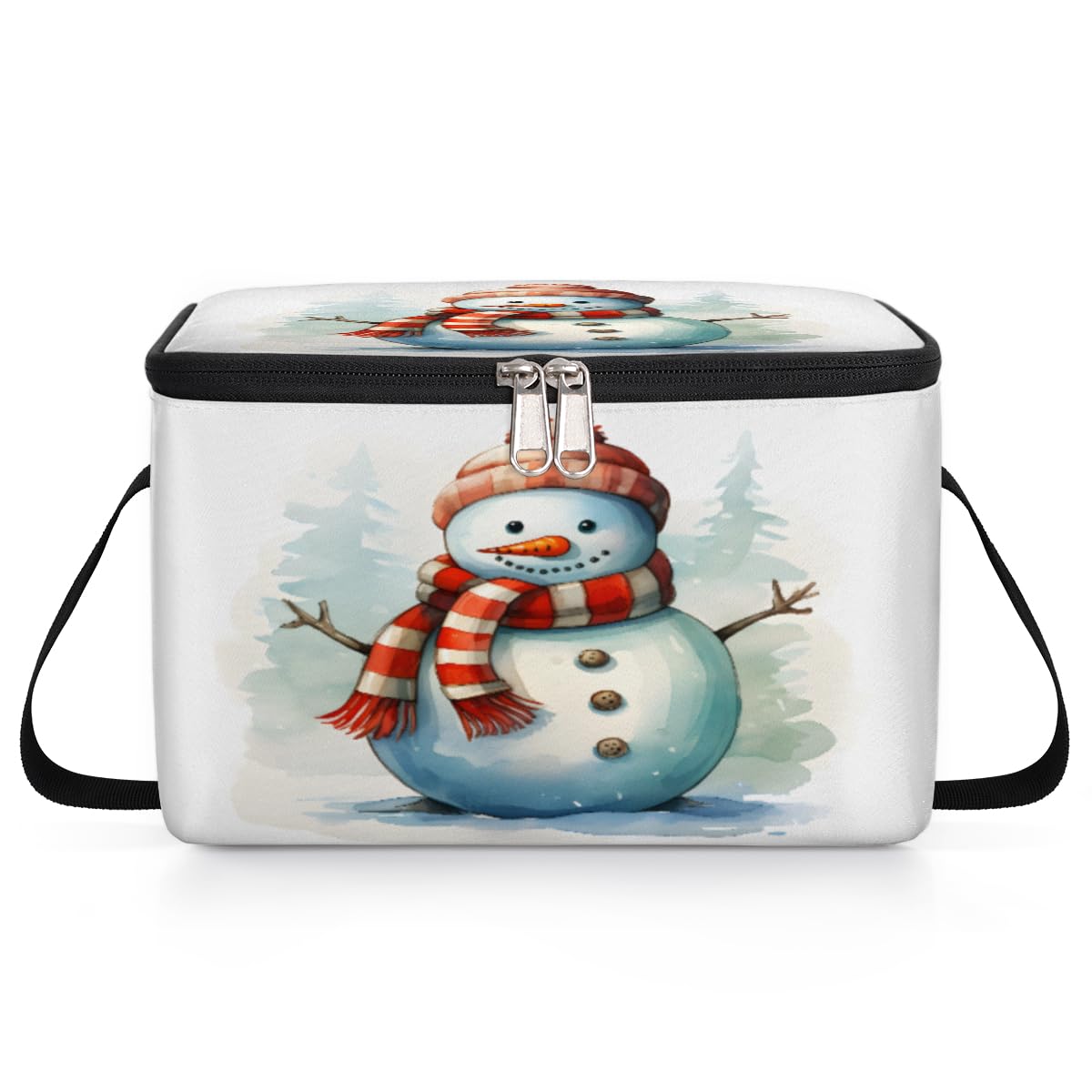 GzLeyigou Lovely Snowman Winter Lunch Bags for Women Men 9 Cans, Hot & Cold Food Delivery Bag Insulated Grocery Bag Insulated Lunch Box Cooler Bag for Office Work Picnic Beach