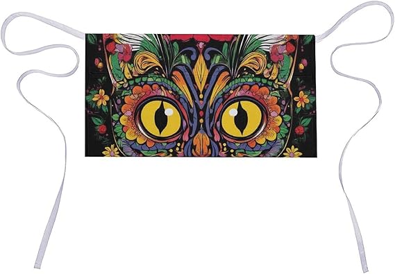 Short Serving Apron for Men Women, Chef Half Apron with 3 Pockets Waterproof Waitress Aprons