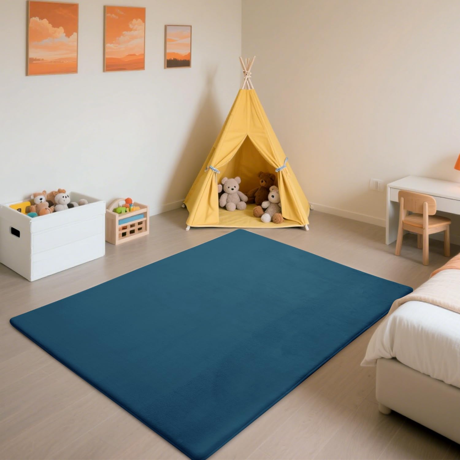 SETHEPACE Baby Crawling Mat, 3CM Thick Baby Play Mat (Blue, 127x127CM)