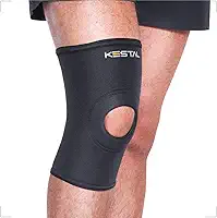 Kestal Joelheira com Orifício e Reforço Patelar de compressão ortopédica Preto, G