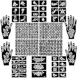 KELAV Pochoirs de Tatouage 247 Types de Motifs, 12 Feuilles Pochoirs de Tatouage D'autocollants de Tatouage Temporaires pour Femmes et Filles